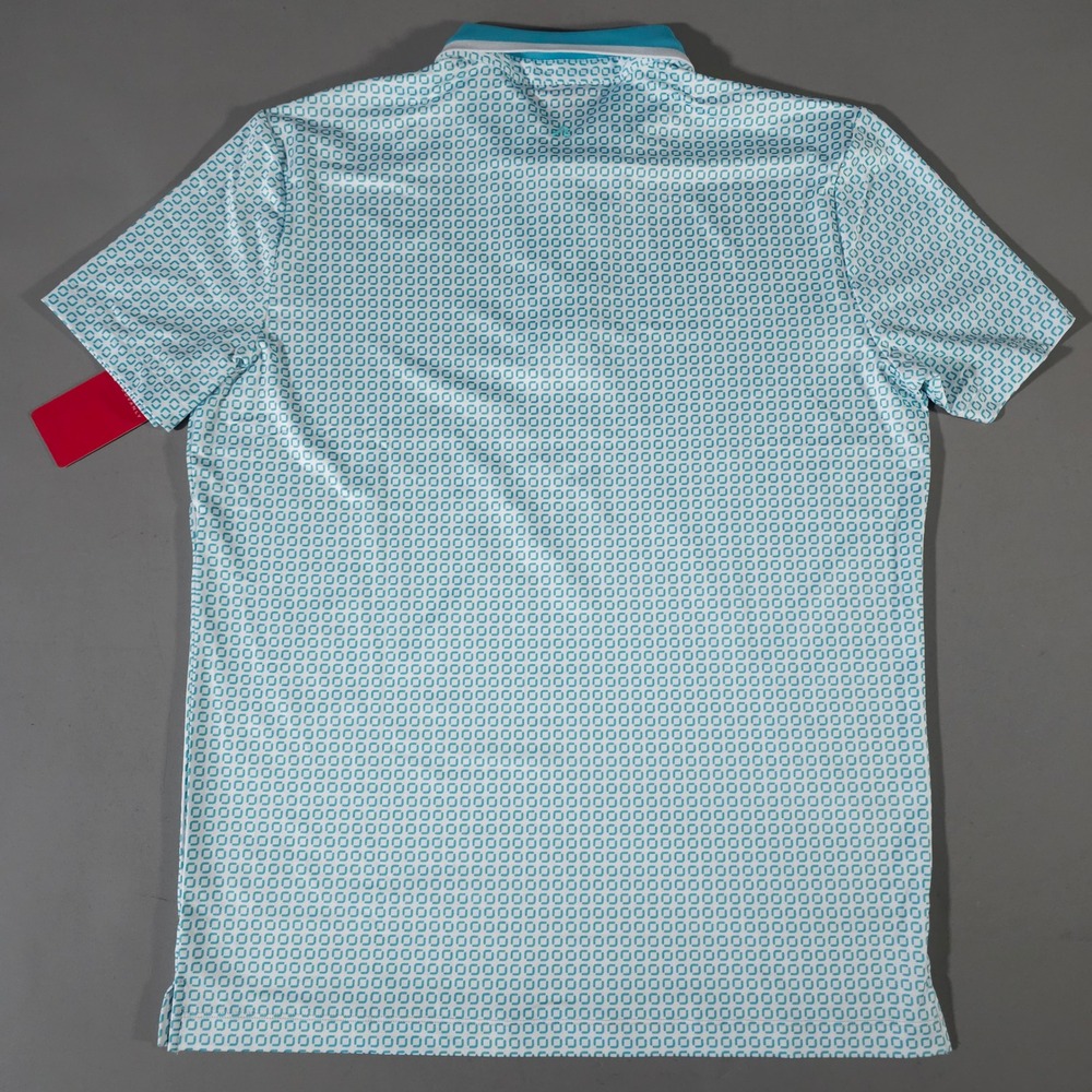 REDVANLY Devine Polo Mens Medium Curacao Blue Geometric Print Stretch R2504 - Picture 7 of 7